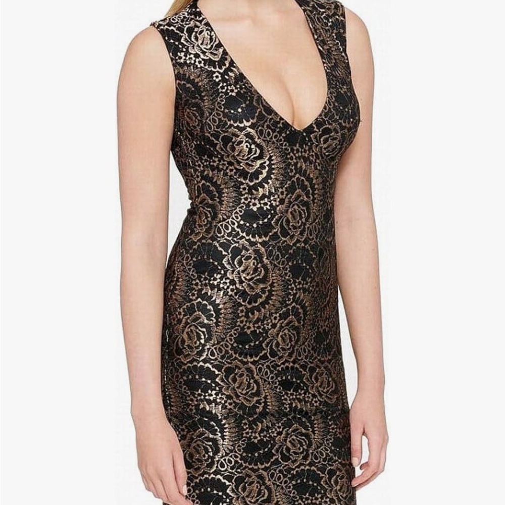 Guess Black and Gold Backless Dress